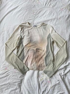 Miaou Heavenly Bodies Scoop Neck Graphic Long Sleeve Top Size L